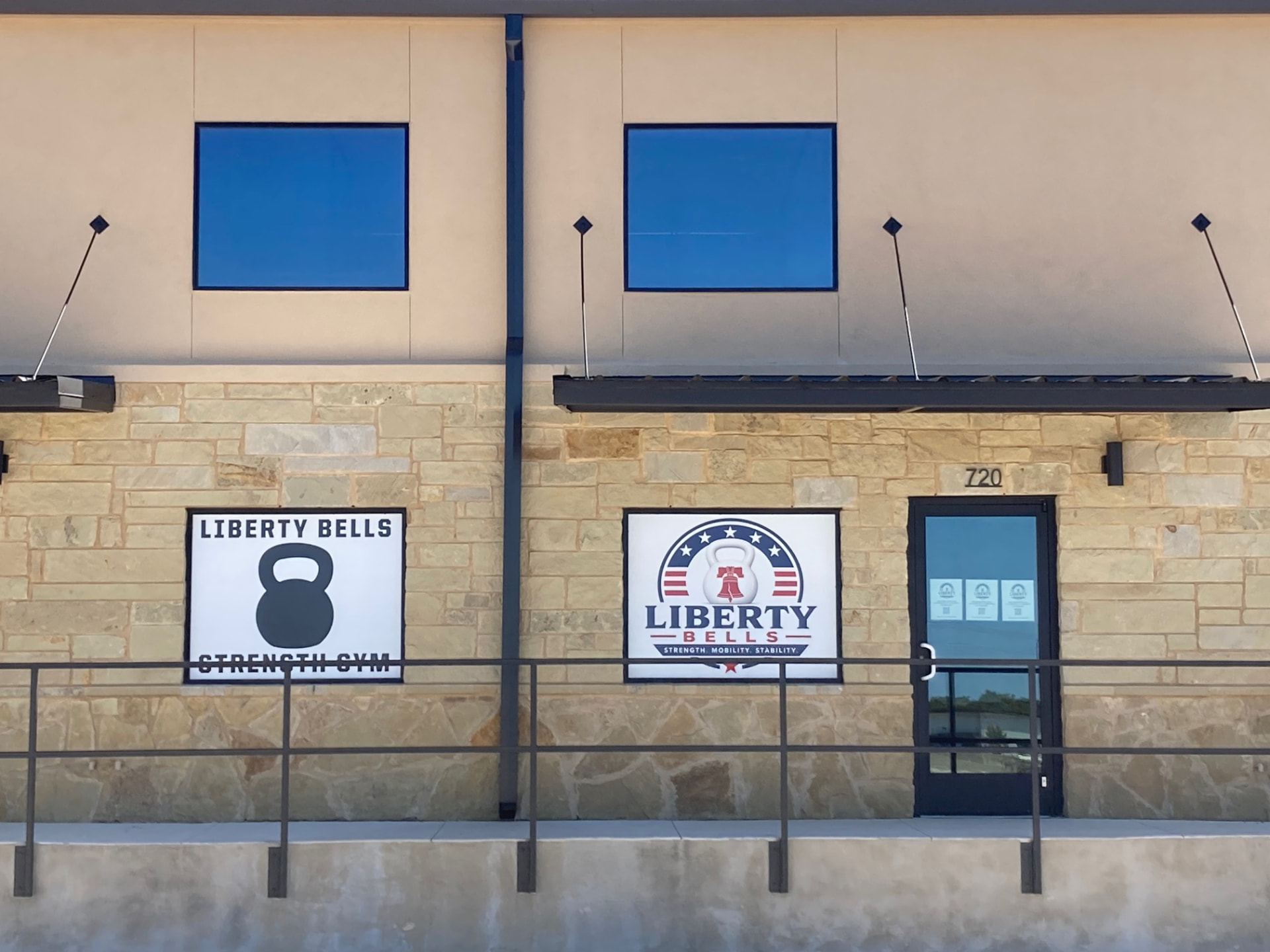 Liberty Bells Strength Gym storefront signage at Unit 720 in Leander, TX